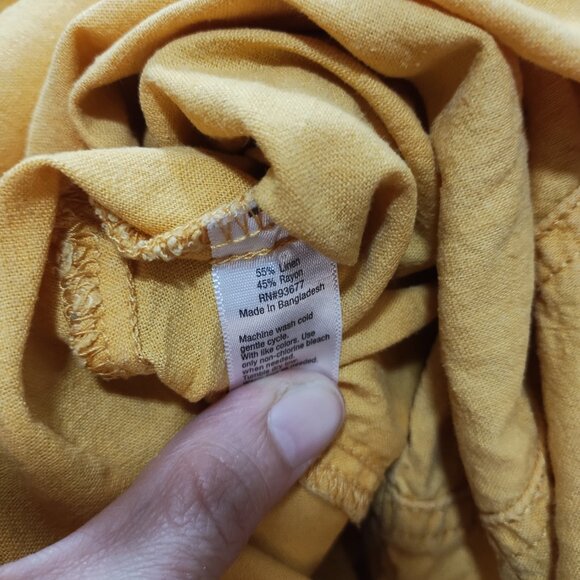 a.n.a-Midi Wrap Skirt Mustard Yellow-Buttons-Pockets-Linen Blend-Size 20T - Picture 6 of 9